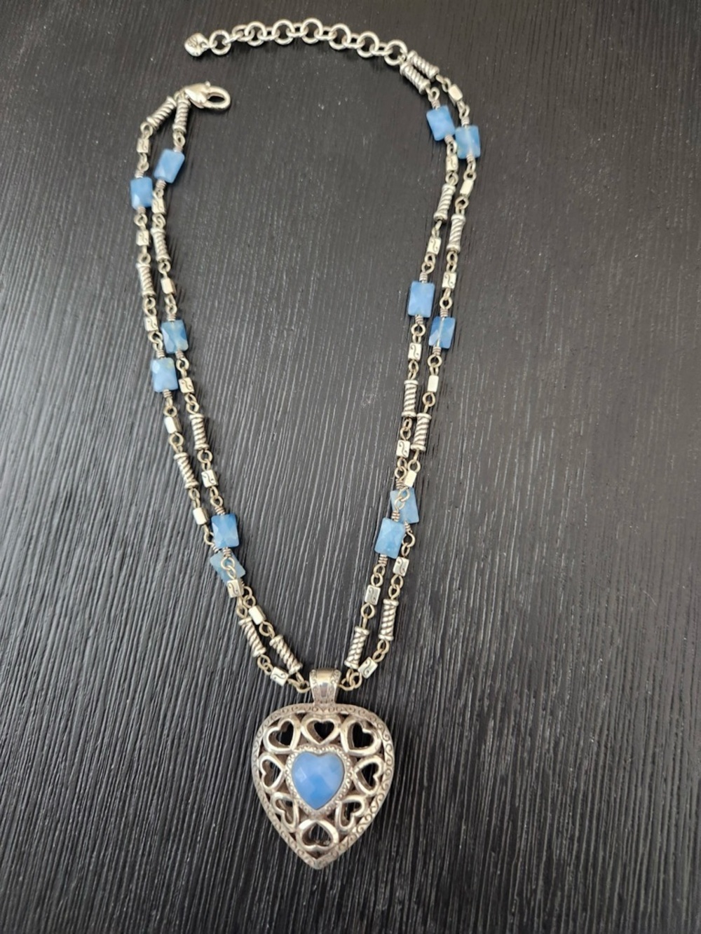 Brighton Blue Heart Pendant Necklace - Silver Tone Women’s Jewelry - Never worn